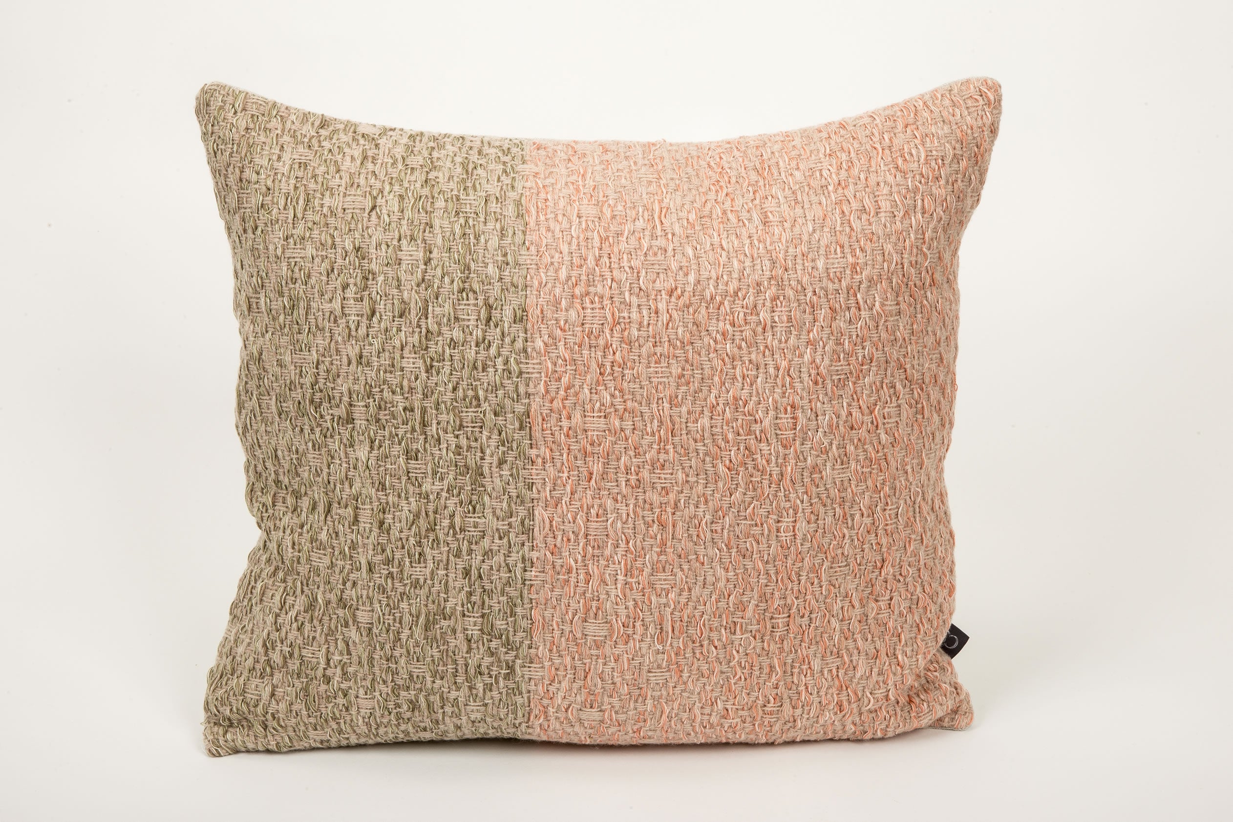 Brittany Cushion (Square - Medium) | "Waves" | Natural Green & Salmon