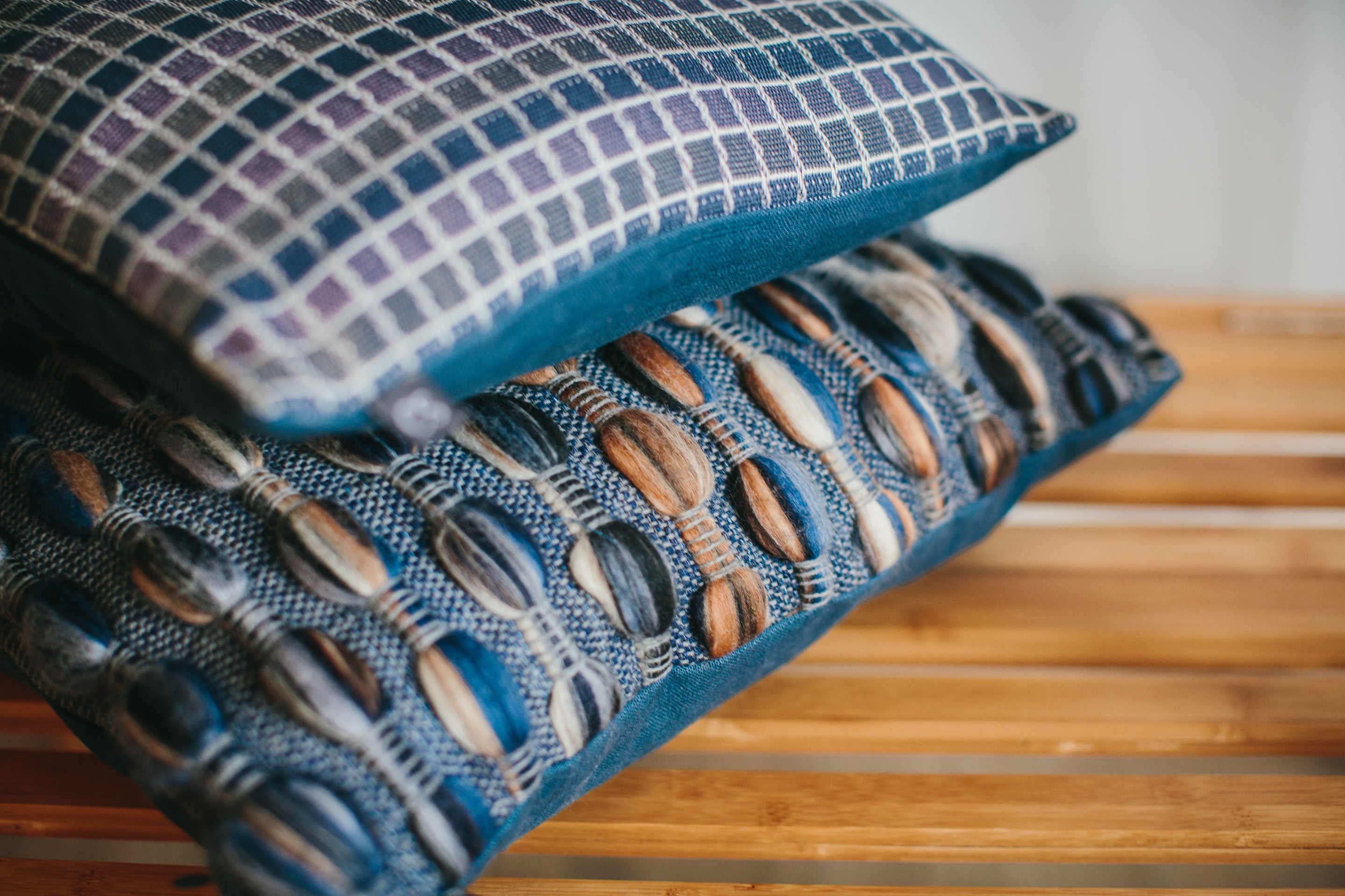 Normandy Cushion (Square - Medium) | "Ripples" | Multicoloured & Blue