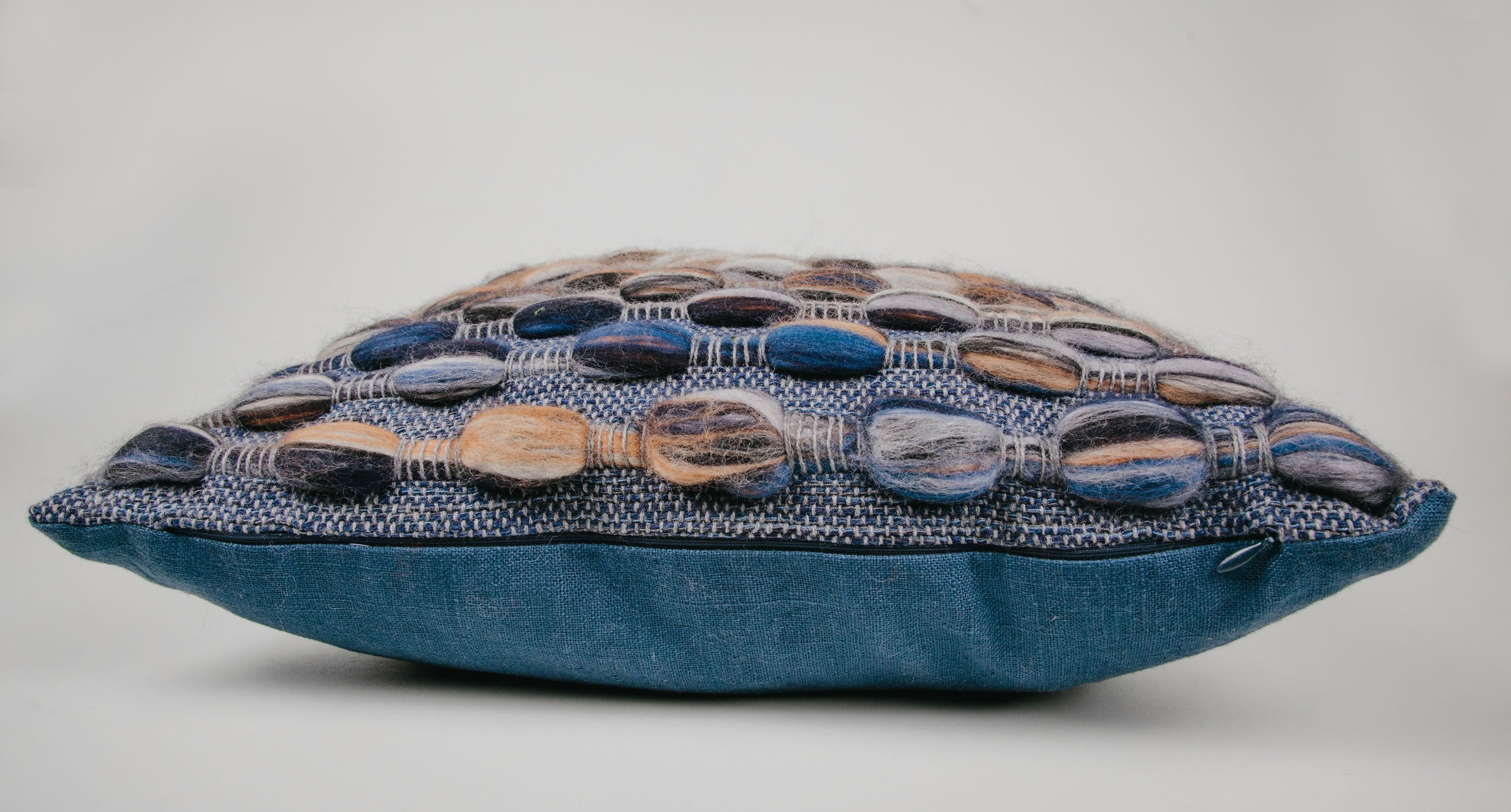 Normandy Cushion (Square - Medium) | "Ripples" | Multicoloured & Blue