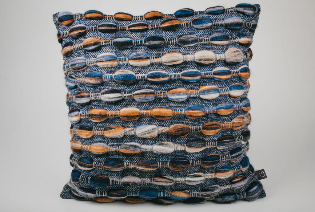 Normandy Cushion (Square - Medium) | "Ripples" | Multicoloured & Blue