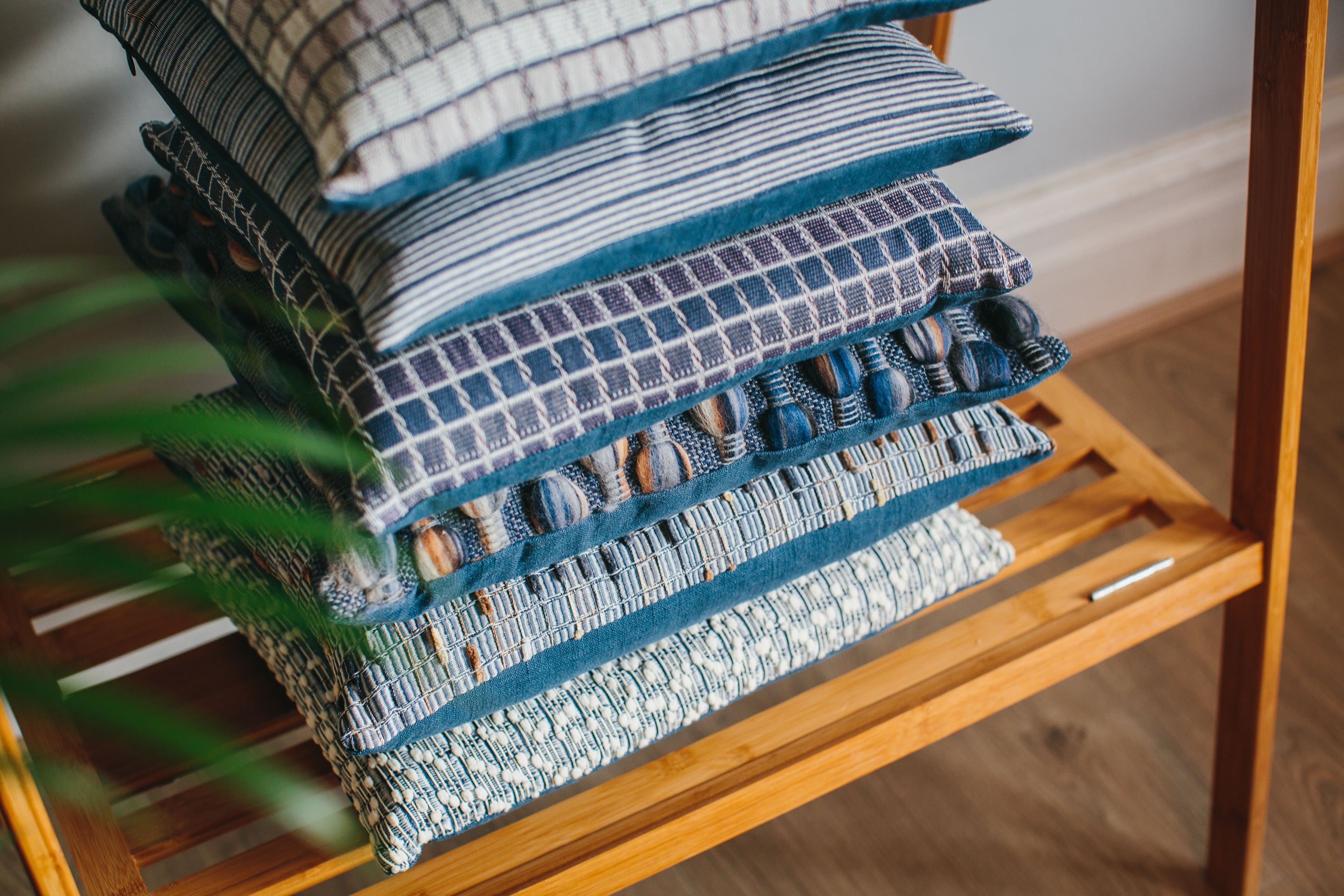 Normandy Cushion (Square - Medium) | "Ripples" | Multicoloured & Blue