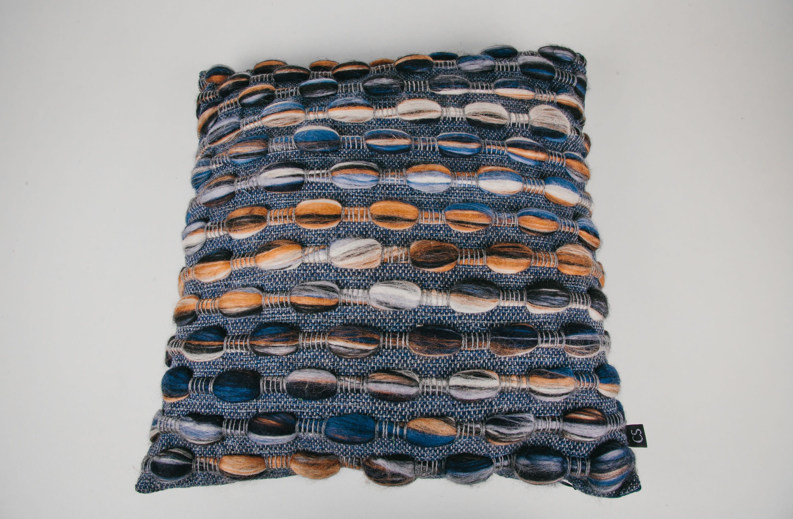 Normandy Cushion (Square - Medium) | "Ripples" | Multicoloured & Blue